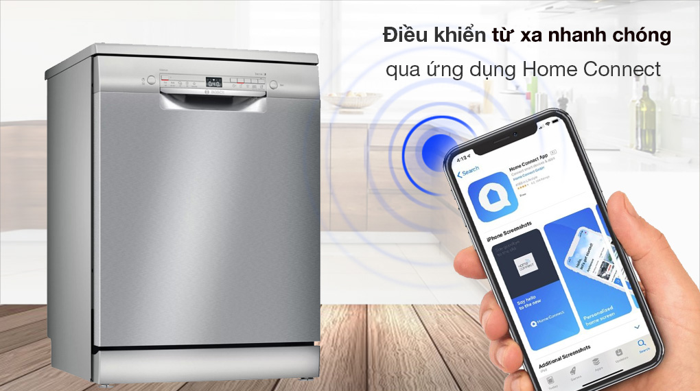 Máy rửa chén độc lập Bosch SMS4EVI14E - Điều khiển từ xa nhanh chóng qua ứng dụng Home Connect 