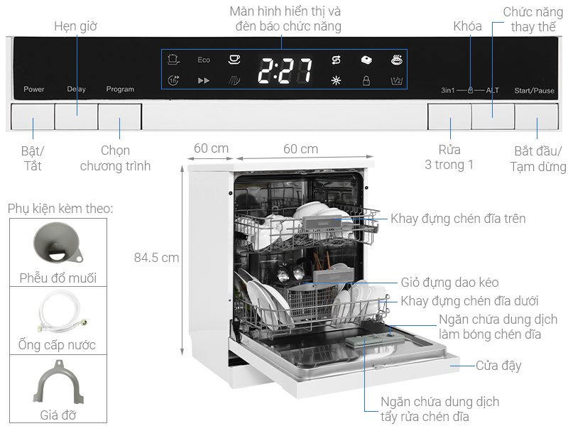 Máy rửa chén độc lập Galanz GR12462T