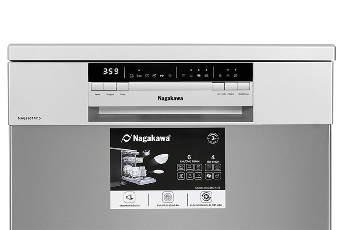 Máy rửa chén độc lập Nagakawa NAG3601M15 Màu Bạc