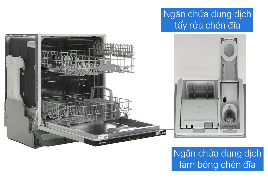 Máy rửa chén âm tủ Bosch SMV25BX03R Màu Bạc Inox