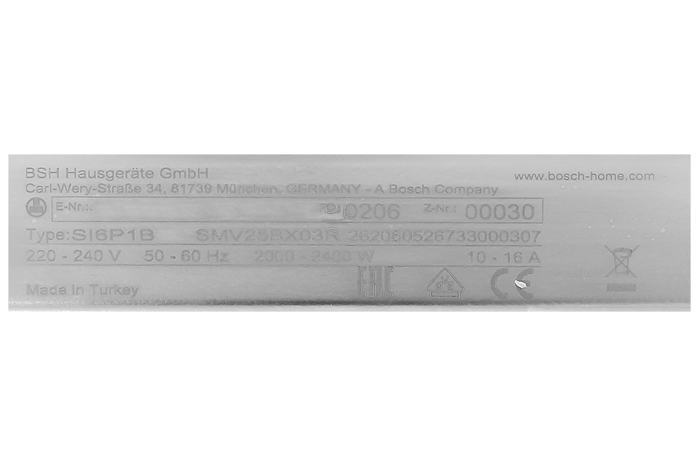 Máy rửa chén âm tủ Bosch SMV25BX03R Màu Bạc Inox