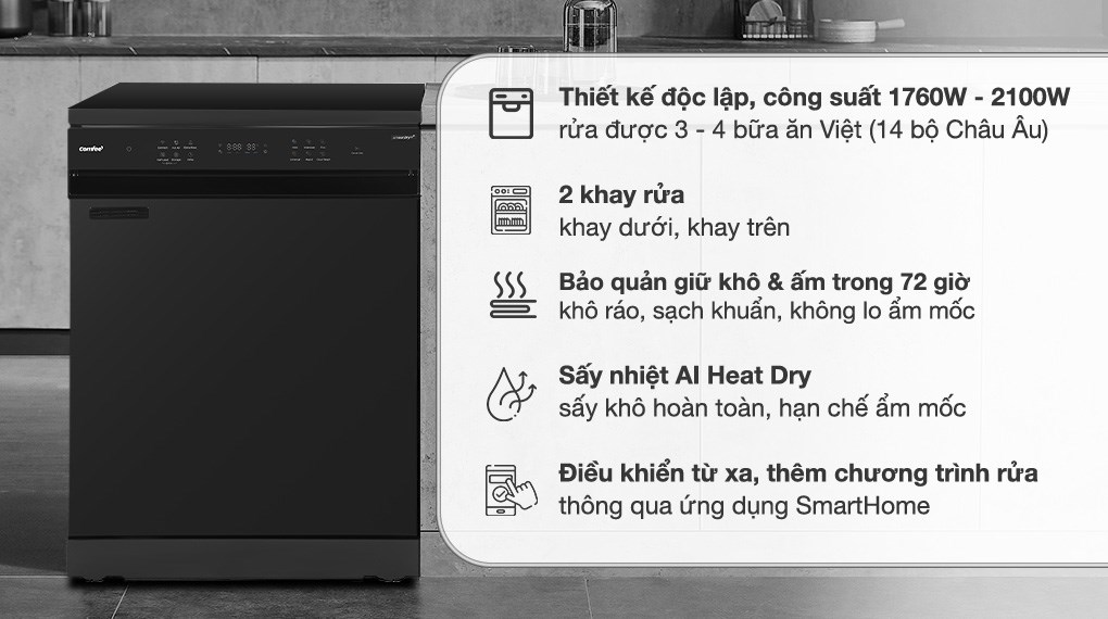 Máy rửa chén độc lập Comfee CDWEF1401HB-W-VN