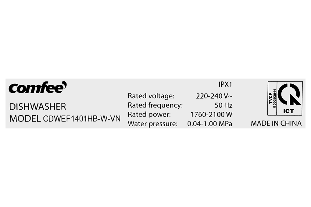 Máy rửa chén độc lập Comfee CDWEF1401HB-W-VN Màu Đen
