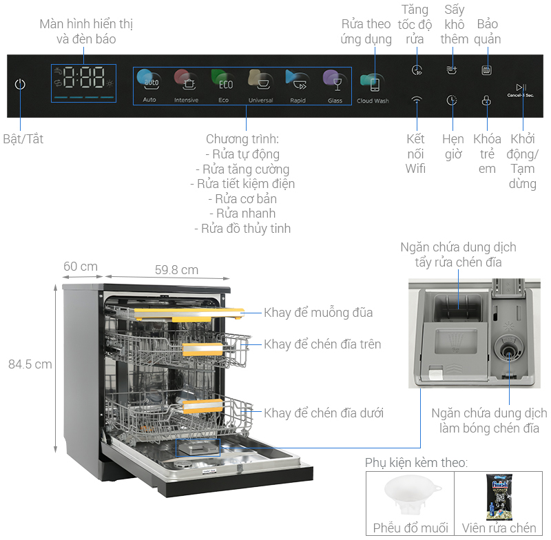 Máy rửa chén độc lập Comfee CDWEF1533GB-WU-VN