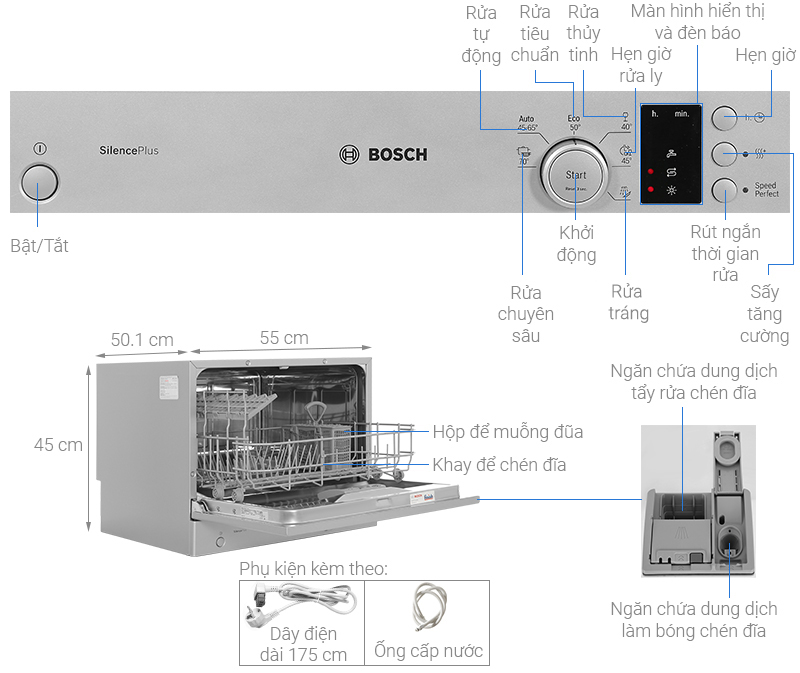 Máy rửa bát mini Bosch SKS62E38EU