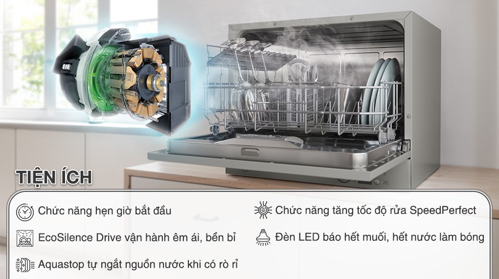 Máy rửa chén mini Bosch SKS62E38EU