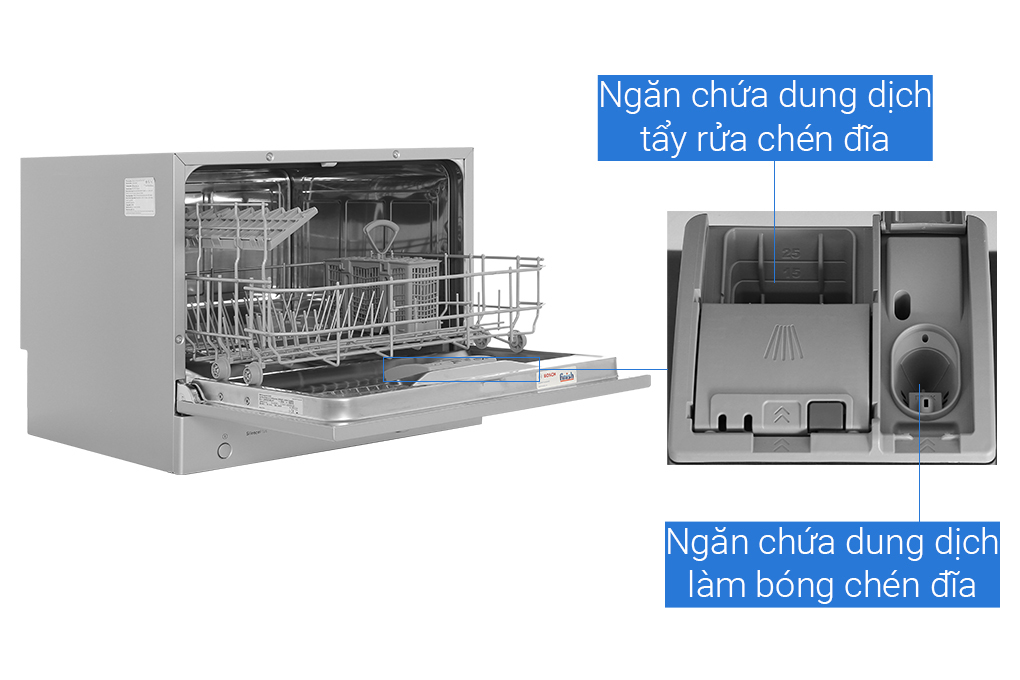 Máy rửa chén mini Bosch SKS62E38EU Màu Bạc