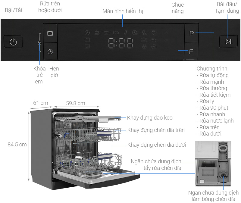 Máy rửa chén độc lập Hafele HDW-F602EB (538.21.360)