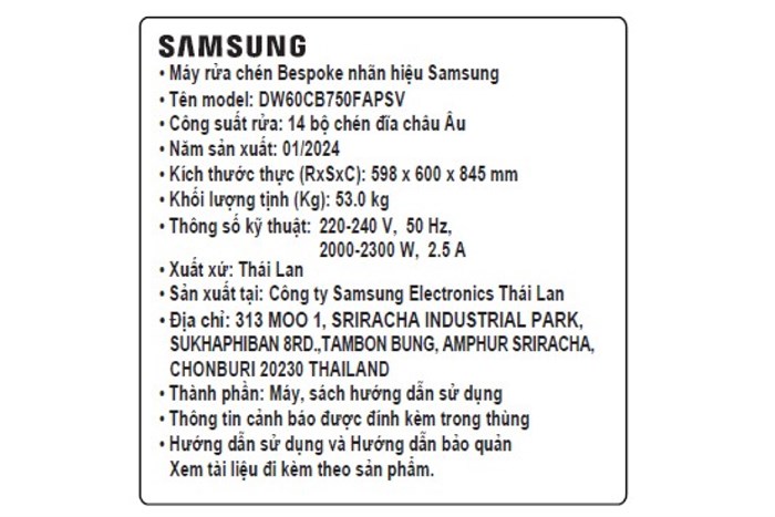 Máy rửa chén độc lập Samsung Bespoke DW60CB750FAPSV Màu Màu be