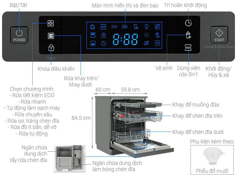 Máy rửa chén độc lập Samsung DW60CG550FSGSV