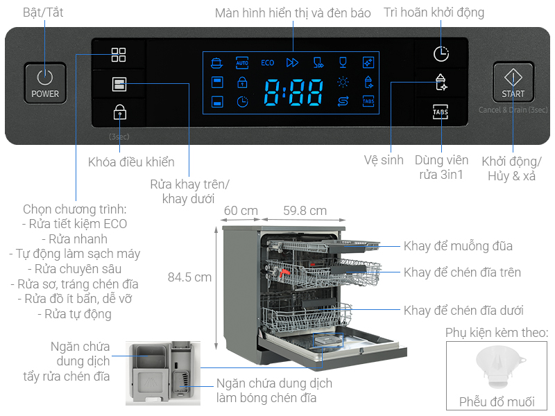 Máy rửa bát độc lập Samsung DW60CG550FSGSV