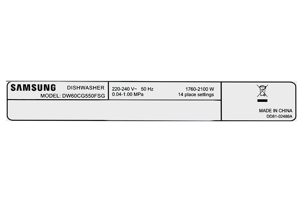 Máy rửa chén độc lập Samsung DW60CG550FSGSV Màu Đen