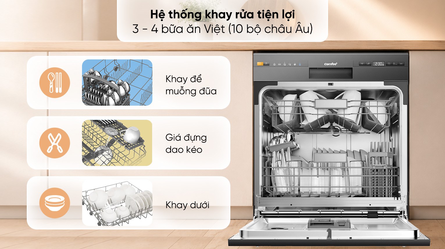 Máy rửa chén độc lập Comfee CDW-8F60RB