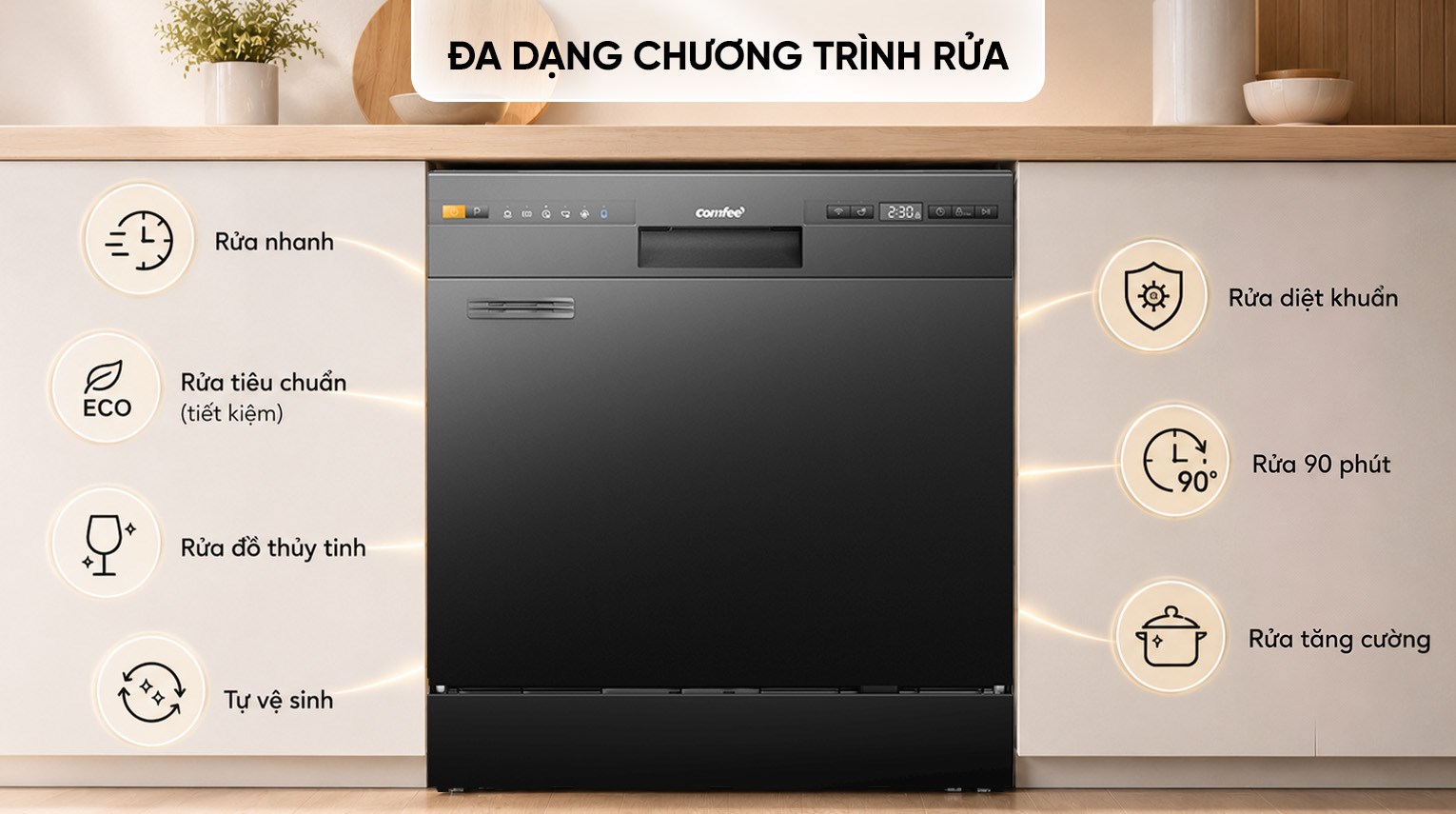 Máy rửa chén độc lập Comfee CDW-8F60RB