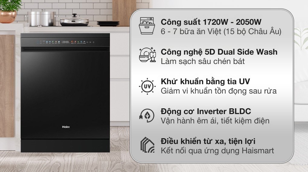Máy rửa chén độc lập Haier HDWA18-686BK5VN