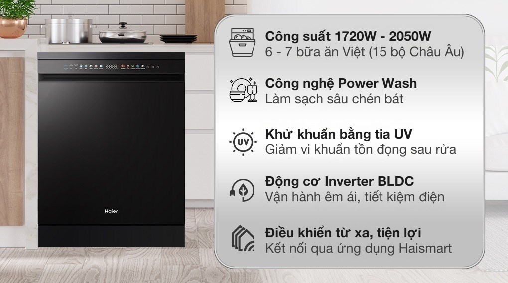 Máy rửa chén độc lập Haier HDWA18-686BK3VN