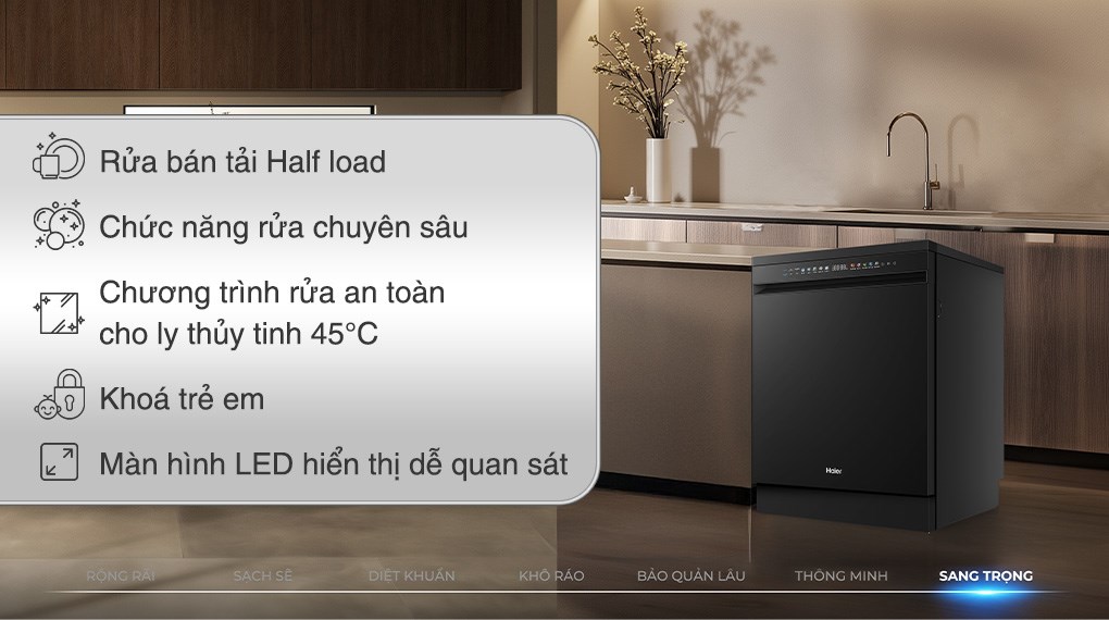 Máy rửa chén độc lập Haier HDWA18-686BK3VN