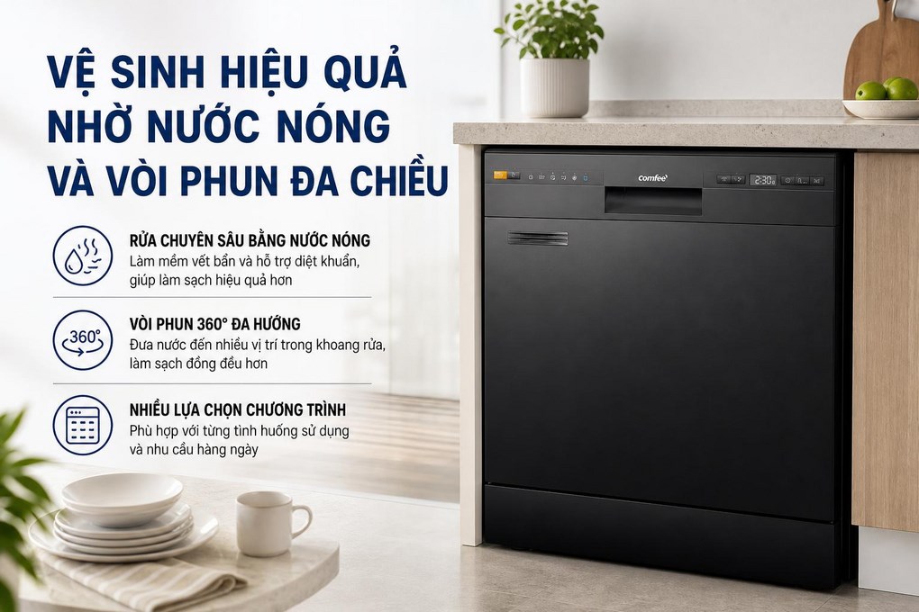 Máy rửa chén độc lập Comfee CDW-10F60TB - 14