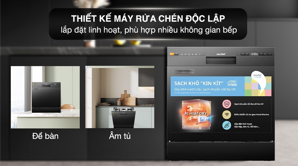 Máy rửa chén độc lập Comfee CDW-10F60TB
