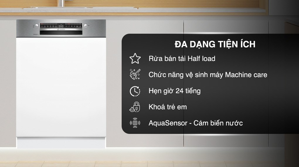 Máy rửa chén âm tủ Bosch SMI4EVS08E