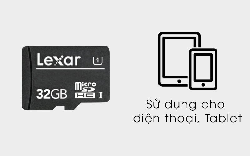 Sử dụng cho điện thoại, máy tính bảng - Thẻ nhớ MicroSD 32 GB Lexar class 10 UHS-I