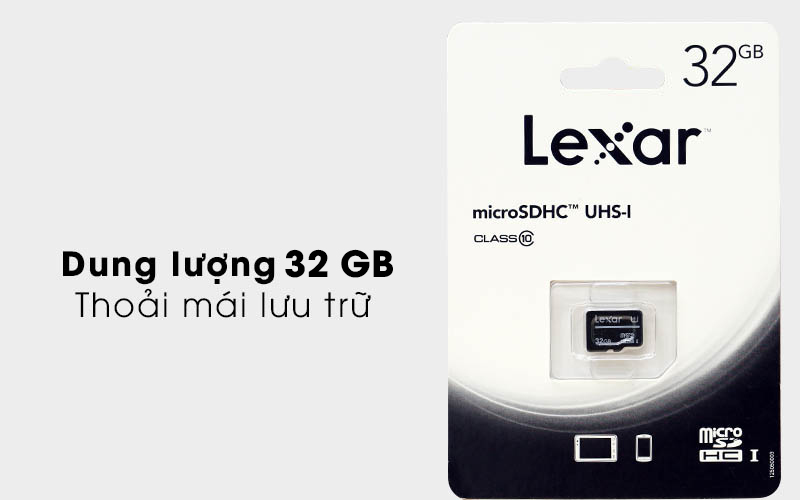 Thẻ nhớ MicroSD 32GB Lexar class 10 UHS-I với dung lượng lớn cho bạn thoải mái lưu trữ