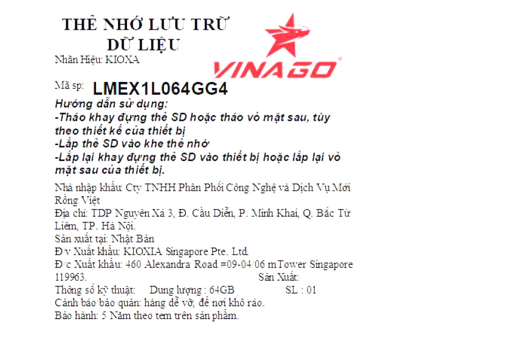 Thẻ nhớ Kioxia MicroSD 64GB Class 10_U1 Màu Xanh Dương
