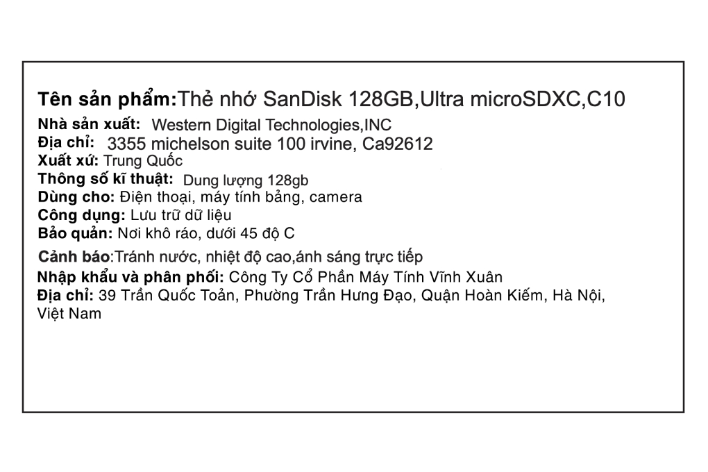 Thẻ nhớ Sandisk MicroSD 128GB class 10_U1 Màu Xám