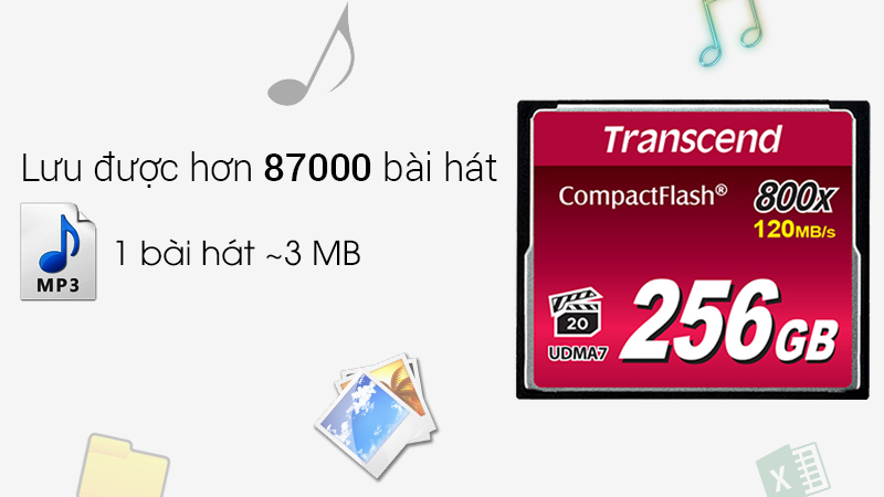Thẻ nhớ CF 800x Transcend - Tăng dung lượng, sử dụng như một bộ nhớ dự phòng Thẻ nhớ CF 800x Transcend - Tăng dung lượng, sử dụng như một bộ nhớ dự phòng