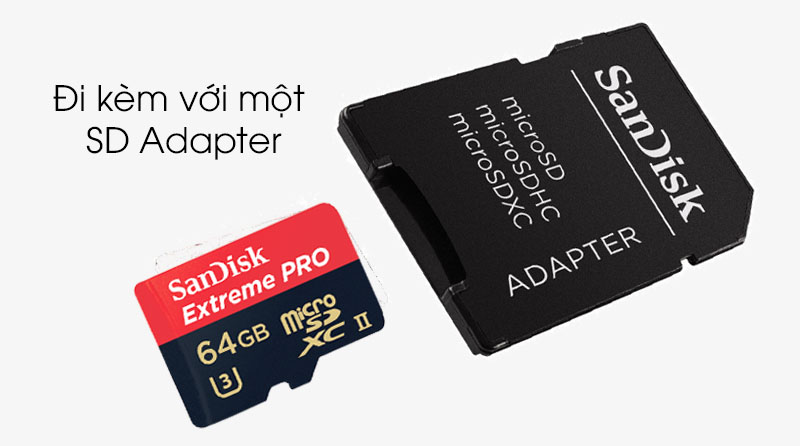 Thẻ nhớ SDXC/ SDHC Class 10 UHS-1 Extreme Pro - Đính kèm theo 1 adapter SD