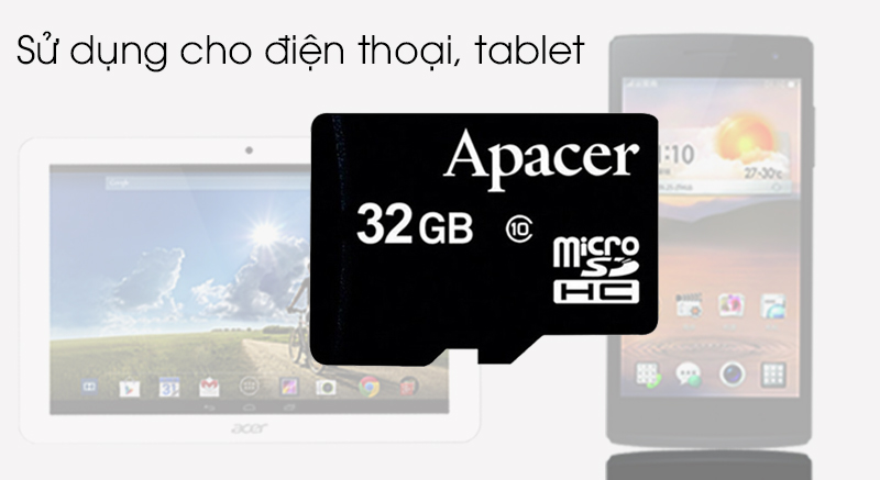 Thẻ nhớ MicroSD 32GB Apacer Class 10 UHS-1 - Sử dụng cho điện thoại, máy tính bảng Thẻ nhớ MicroSD 32GB Apacer Class 10 UHS-1 - Sử dụng cho điện thoại, máy tính bảng