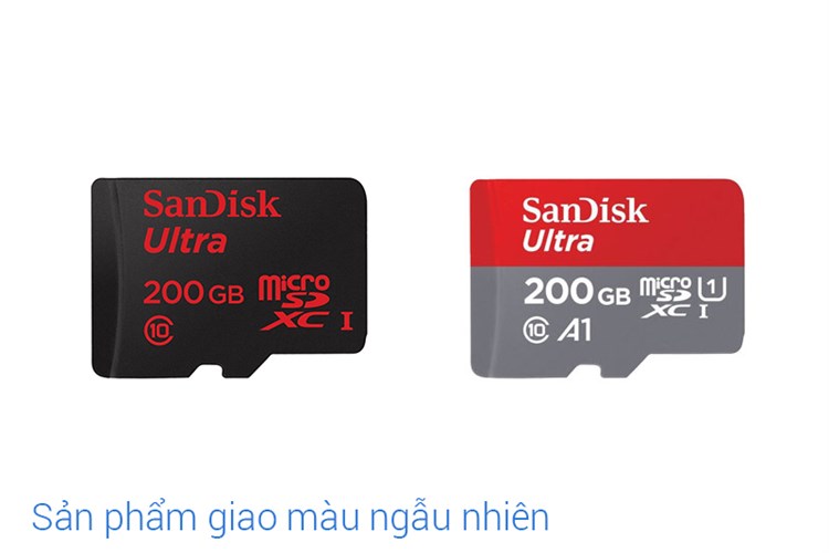 Thẻ nhớ MicroSD 200GB Sandisk Class 10 Màu Đen