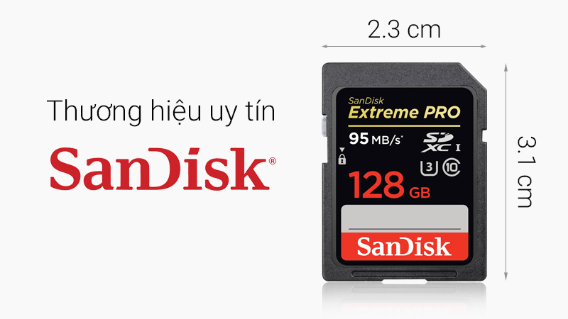 Thẻ nhớ Extreme Pro 128 GB Sandisk - Là dòng thẻ nhớ Extreme Pro cao cấp nhất của hãng Sandisk