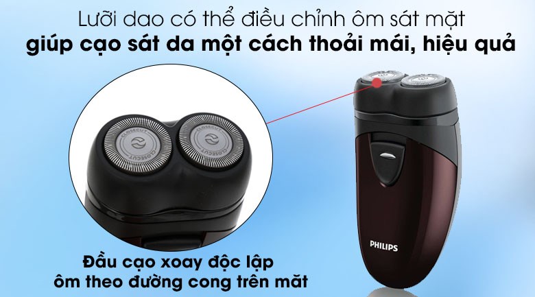 Máy cạo râu khô Philips PQ206 - Màu đen đỏ