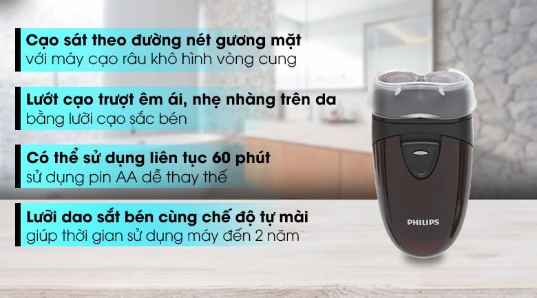 Máy cạo râu khô Philips PQ206 - Màu đen đỏ