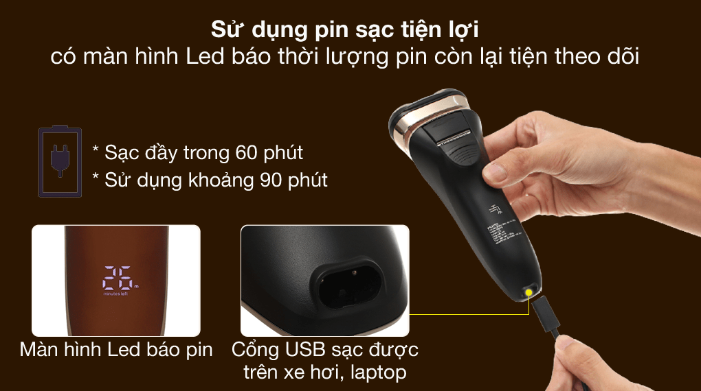 Máy cạo râu khô và ướt Flyco FS379VN
