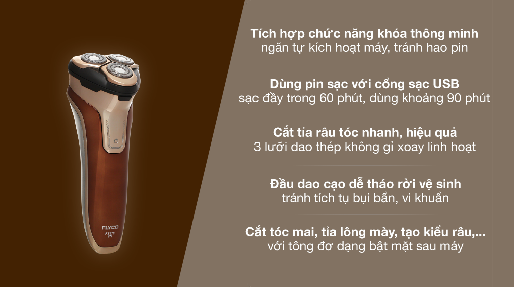 Máy cạo râu Flyco FS379VN - Chất lượng bền, giá tốt