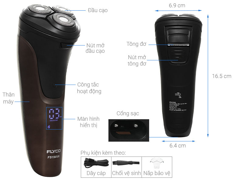 Máy cạo râu khô và ướt Flyco FS198VN