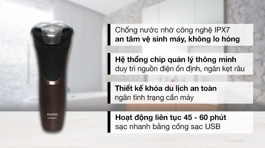 Máy cạo râu khô và ướt Flyco FS198VN