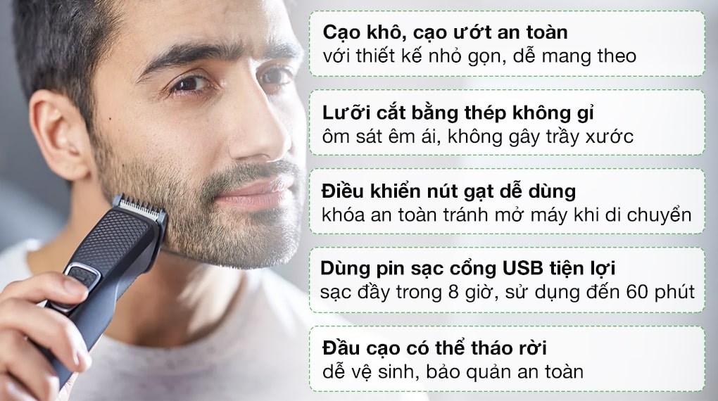 Máy tạo kiểu râu khô và ướt Philips BT1214/15