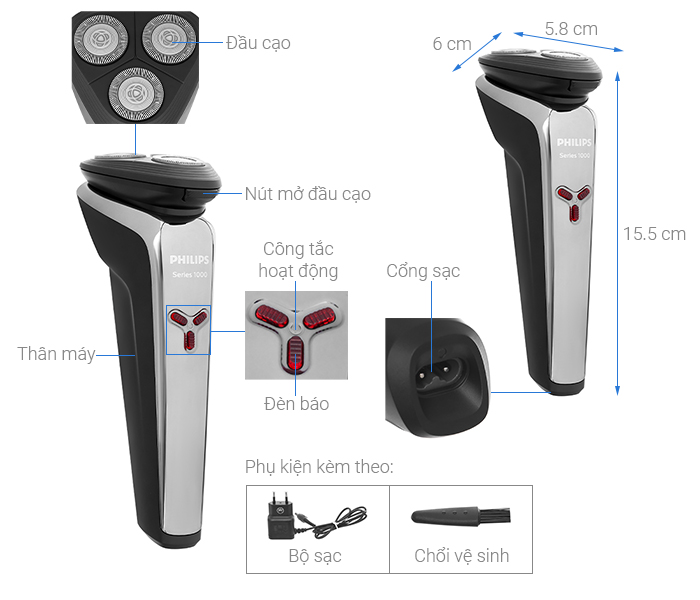 Máy cạo râu khô và ướt Philips S1301/02