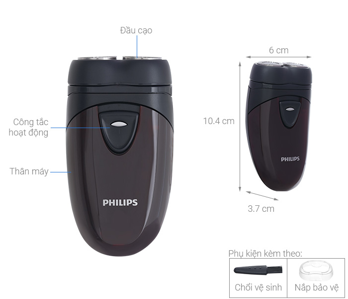 Máy cạo râu khô Philips PQ206 - Màu đen nâu
