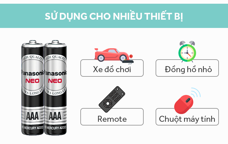 Pin AAA 2 viên Manganese Panasonic R03NT-2B Đen