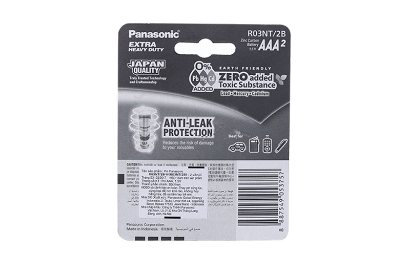 Pin AAA 2 viên Manganese Panasonic R03NT-2B