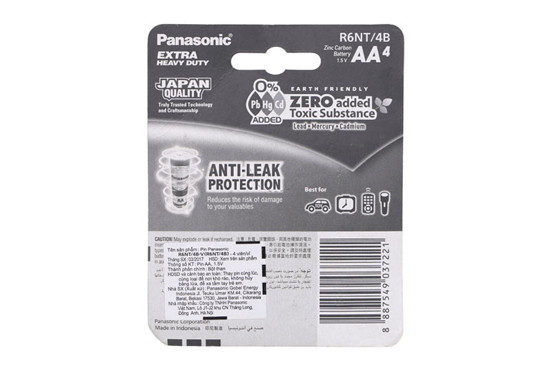 PIN PANASONIC MANGANESE AA R6NT/4B-V 2