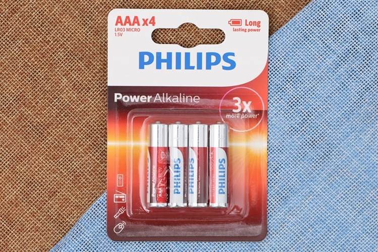 Pin AAA 4 viên Alkaline Philips LR03P4B Màu Đỏ