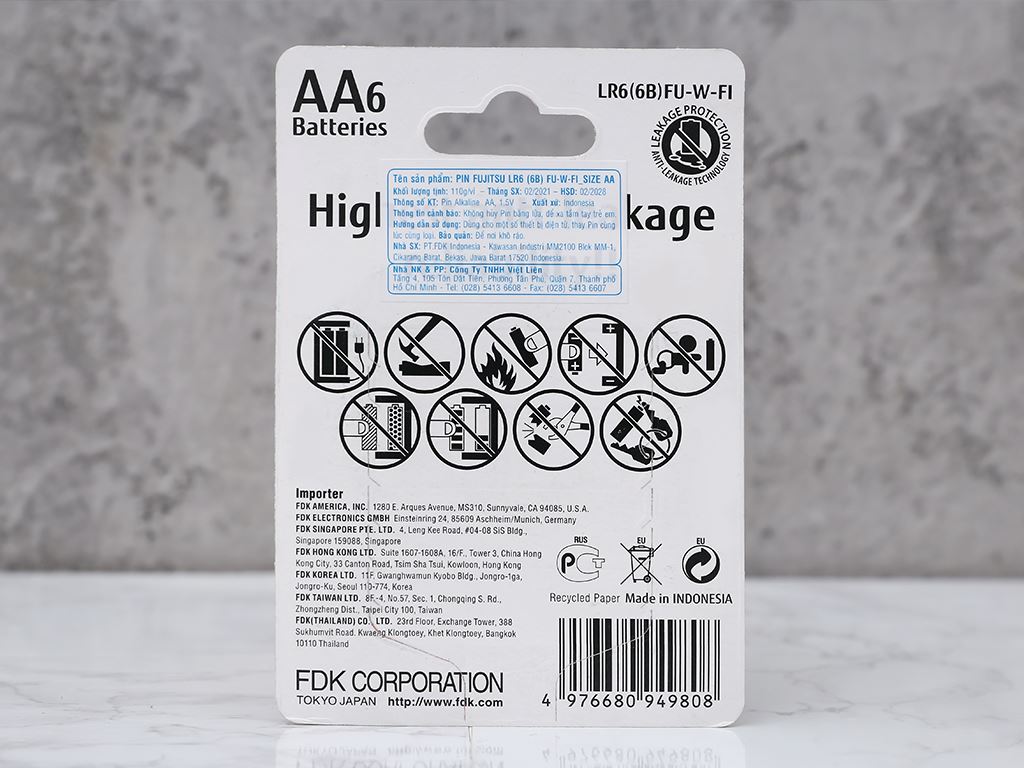 6 viên Pin Fujitsu Alkaline LR6 giá tốt tại Bách hoá XANH