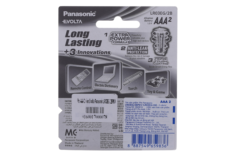 Pin AAA 2 viên Evolta Panasonic LR03EG-2BPKV