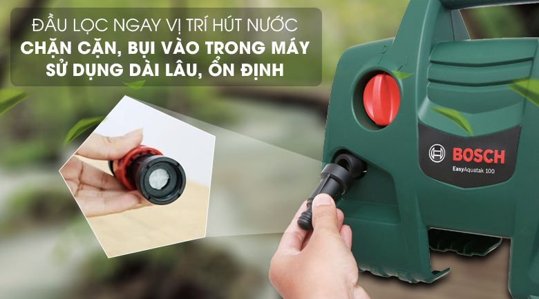 Trang bị đầu lọc nước tiện lợi - Máy phun xịt rửa áp lực cao Bosch Easy AQT 100 