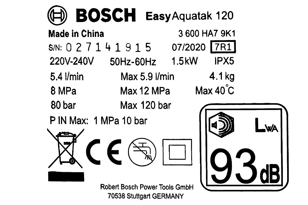 Siêu thị máy phun xịt rửa áp lực cao Bosch Easy AQT 120 1500W